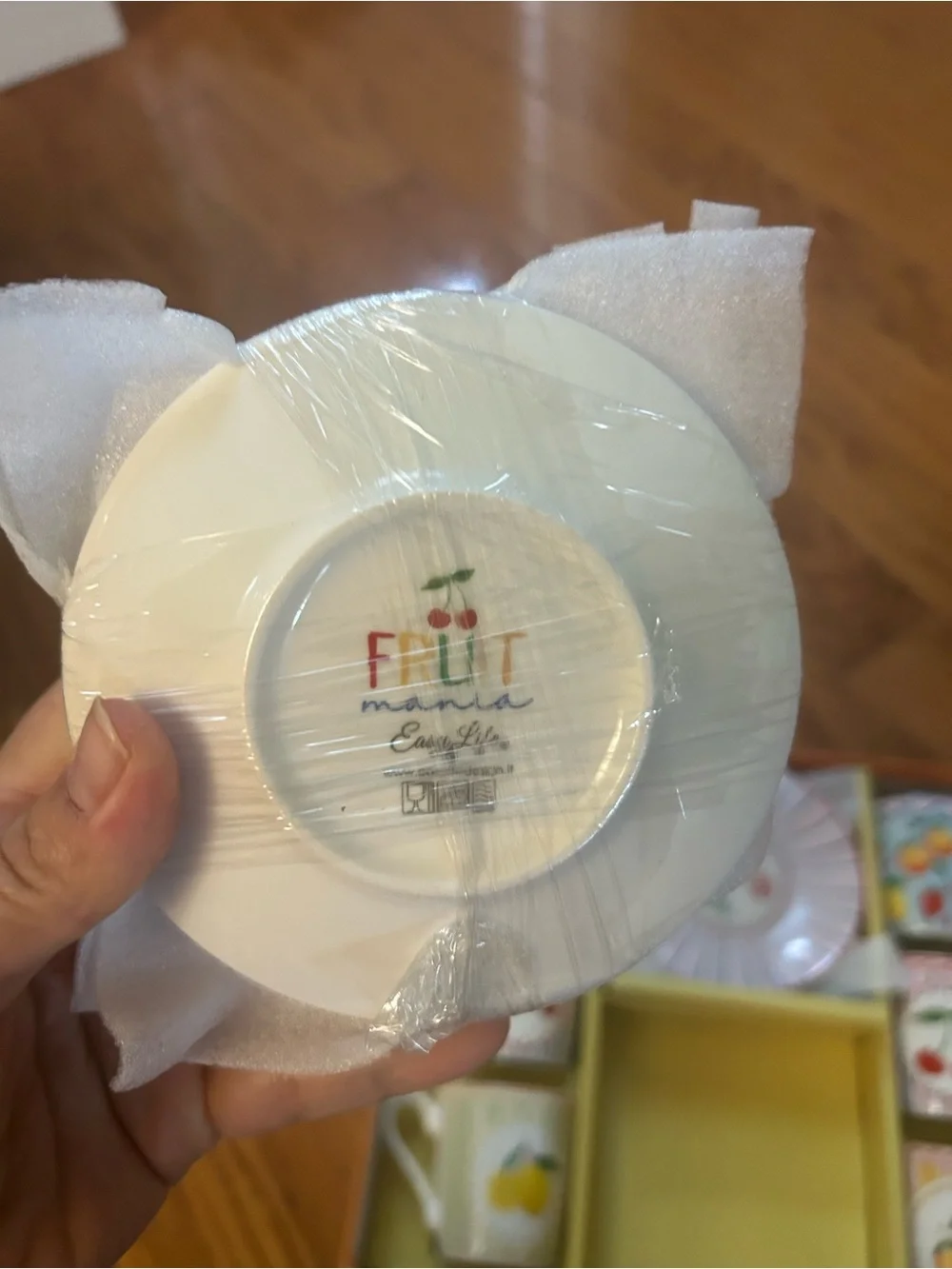 NWT Fruit Mania porcelain Set of 6 coffee cup and Saucers
